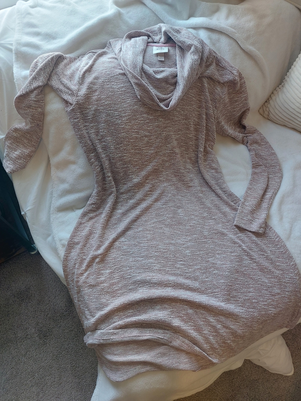 Knox Rose Heathered Mauve Knit Cowl Neck Tunic/Dress L